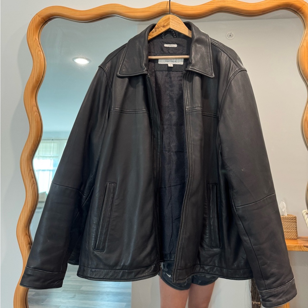 Perry Ellis Lambskin Leather Coat | mens XL